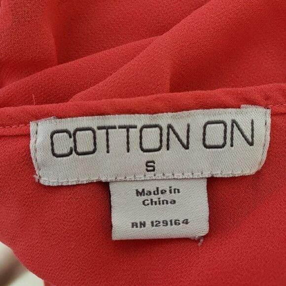 Cotton On Sleeveless Sheer Coral Blouse With Pockets tie up wear down pool sz S - Picture 4 of 10